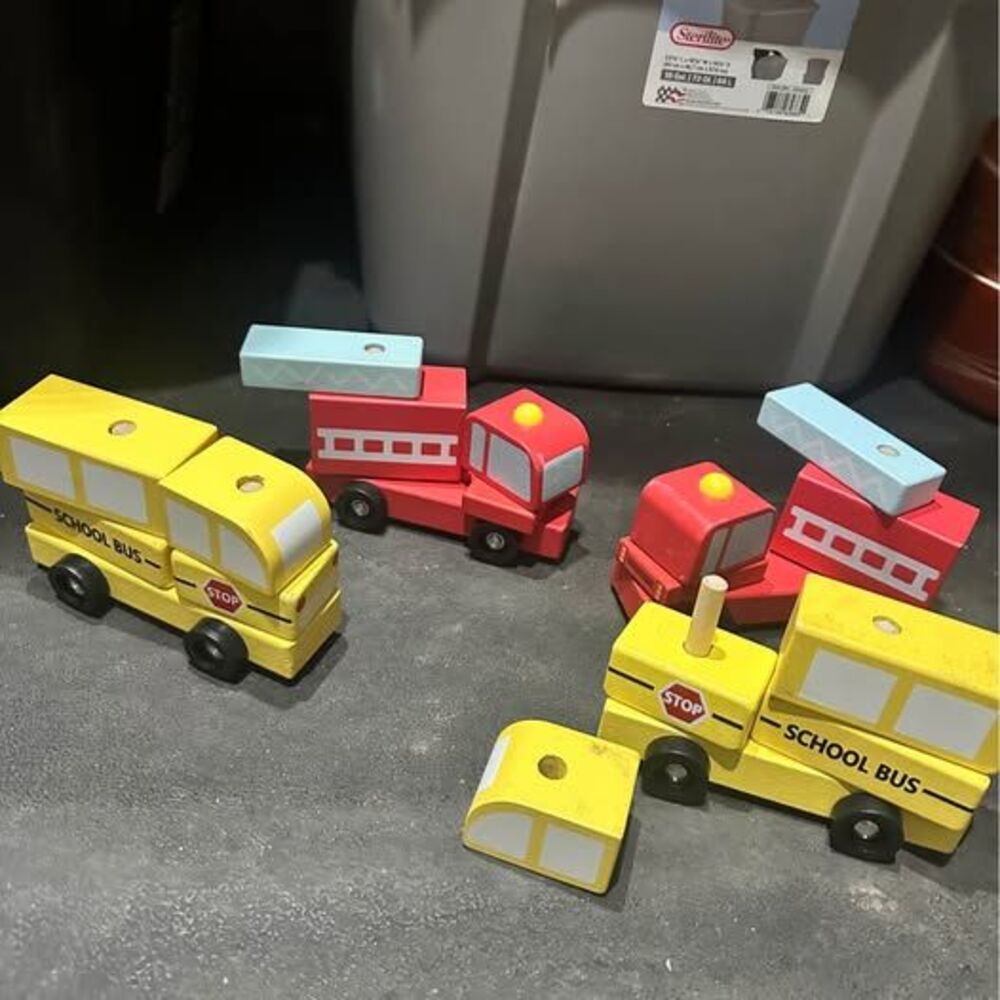 Wood Schol Buses & Firetrucks - Bloks